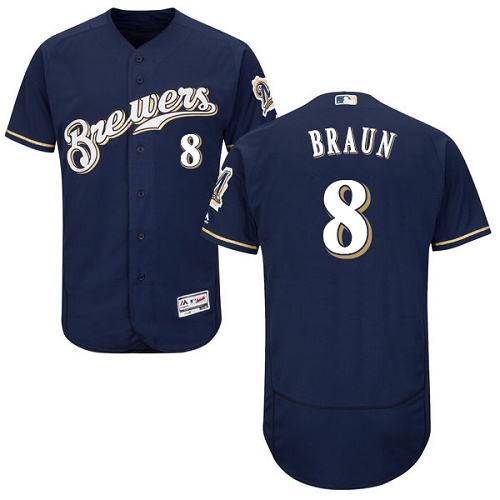 Brewers #8 Ryan Braun Navy Blue Flexbase Authentic Collection Stitched MLB Jersey